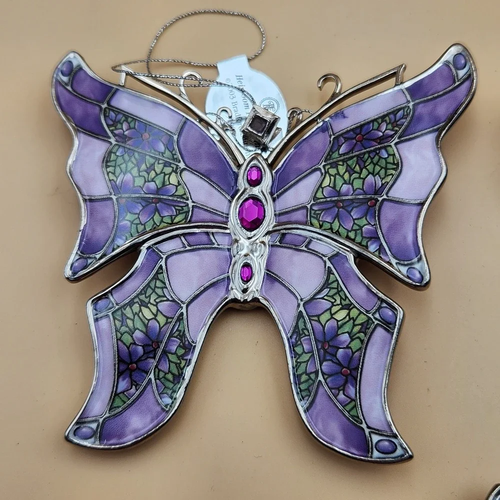 Bradford Exchange Silkin Wings Heirloom Porcelain Butterfly Ornament Set #12